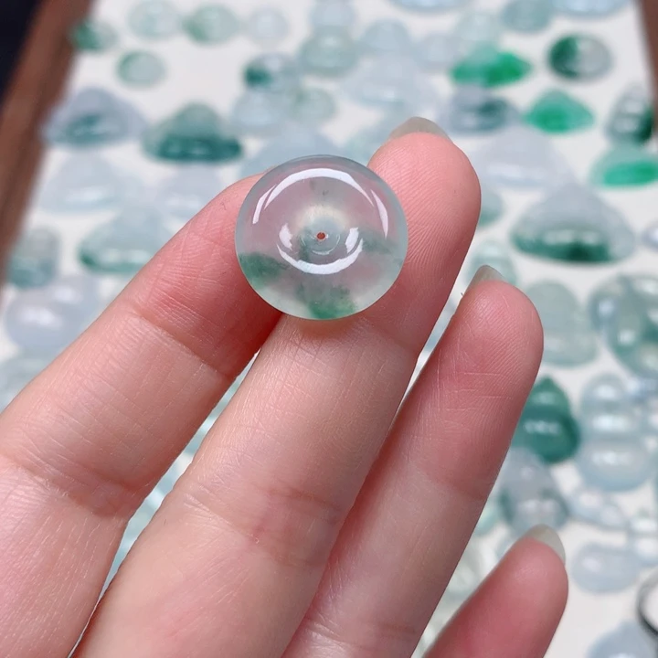 翡翠未镶嵌颈饰冰种飘花小平安扣