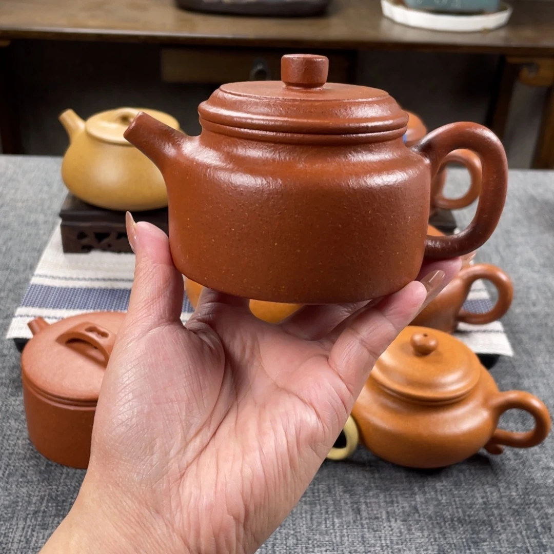 茶壶紫砂红降坡德钟全手纯红20目200手工泥