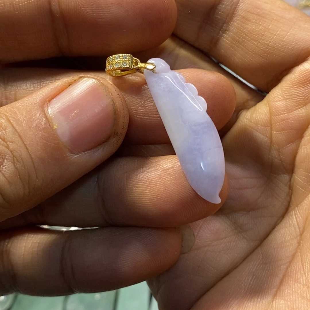 翡翠未镶嵌颈饰天然缅甸翡翠A货紫福瓜吊坠