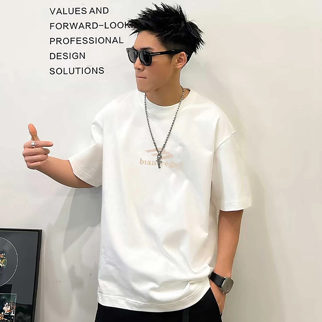 金丝植绒品牌撤柜新款夏季情侣纯棉短袖宽松休闲百搭T恤T6021