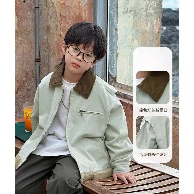 帅气男孩时尚春装外套2025新款儿童夹克衫男女童夹克洋气童装