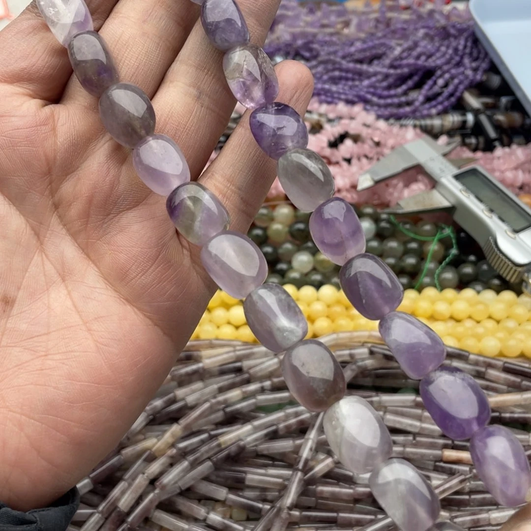 玛瑙/玉髓珠宝半成品未镶嵌一条装11mm左右紫水随行方糖