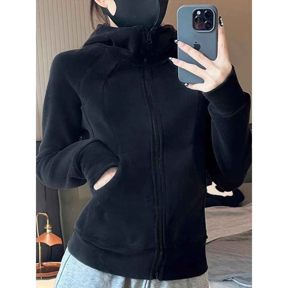 摇粒绒卫衣外套女春秋款2025秋季新款抓绒衣收腰爆款加绒加厚修身