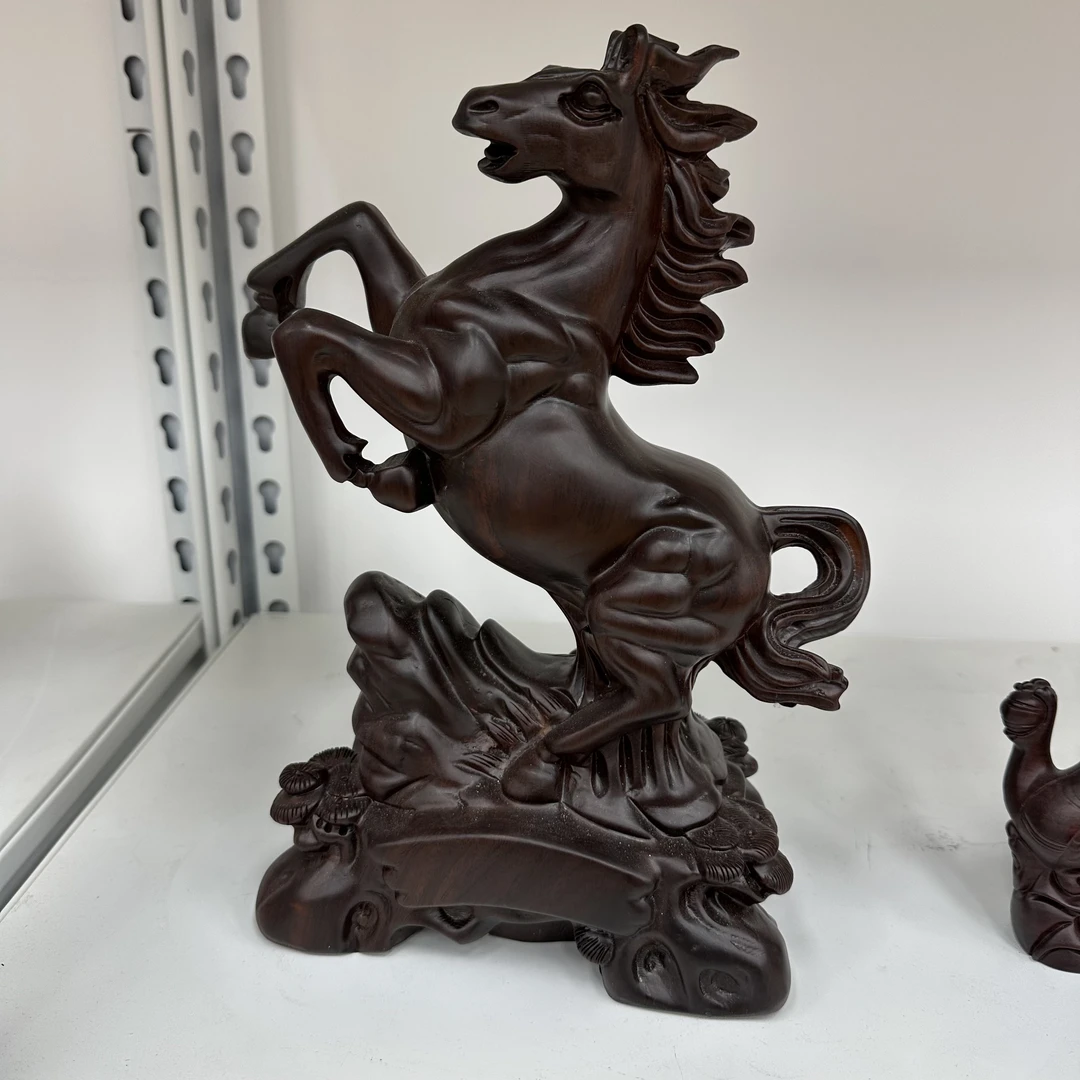 十二【黑檀木雕马】长22宽12高30cm（孤品摆件 介意微瑕勿拍）