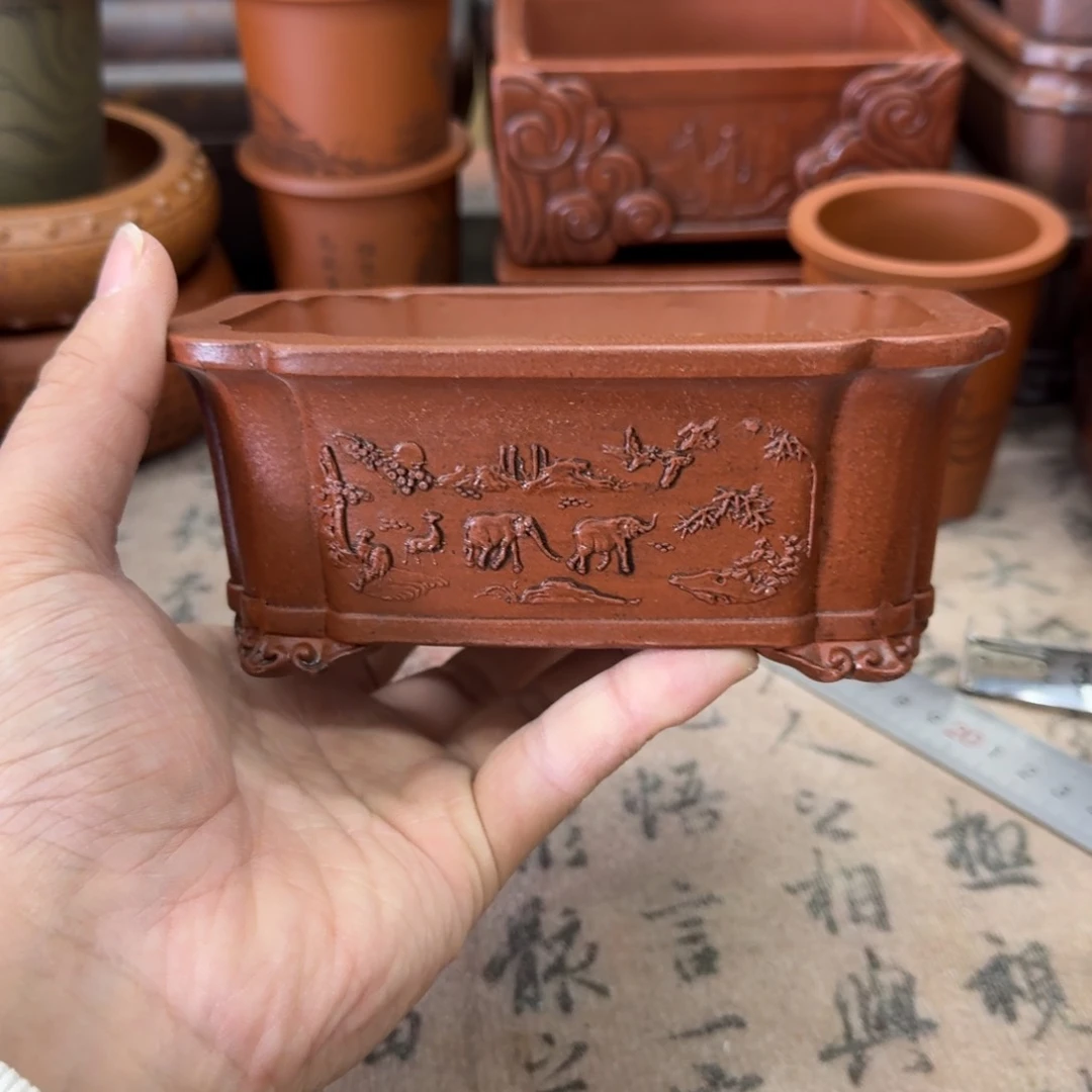 紫砂花盆宜兴紫砂正品花盆13.5x9x5