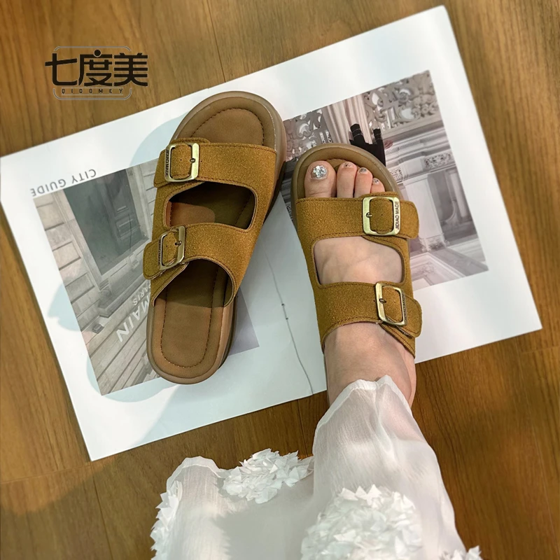 凉拖鞋女夏外穿松糕厚底勃肯拖鞋2025新款沙滩凉鞋一字带女鞋坡跟