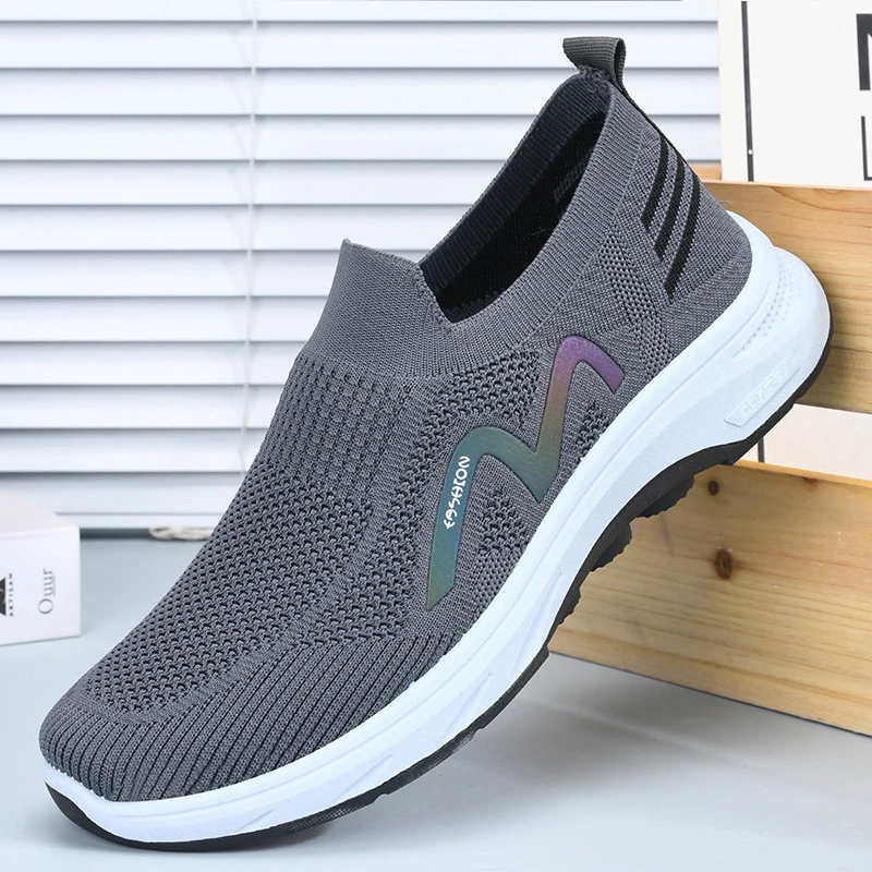 夏季新款老北京布鞋软底防滑中老年爸爸鞋飞织透气宽松男士休闲鞋