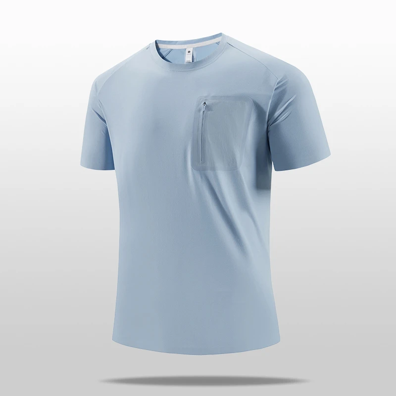 高品质冰丝短袖T恤男款潮流圆领透气速干运动上衣8361（无运费险）