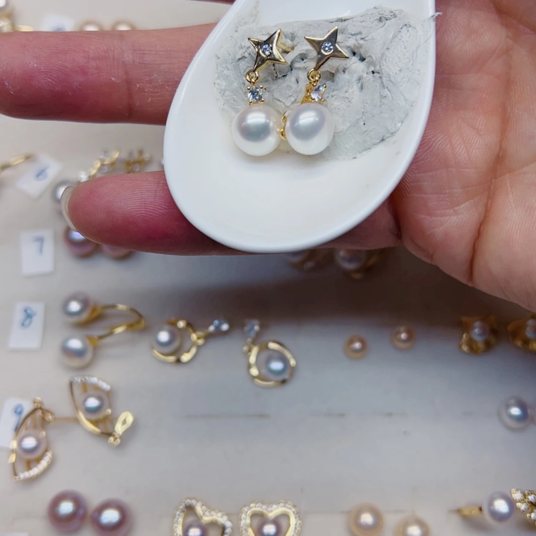 淡水珍珠耳饰合金