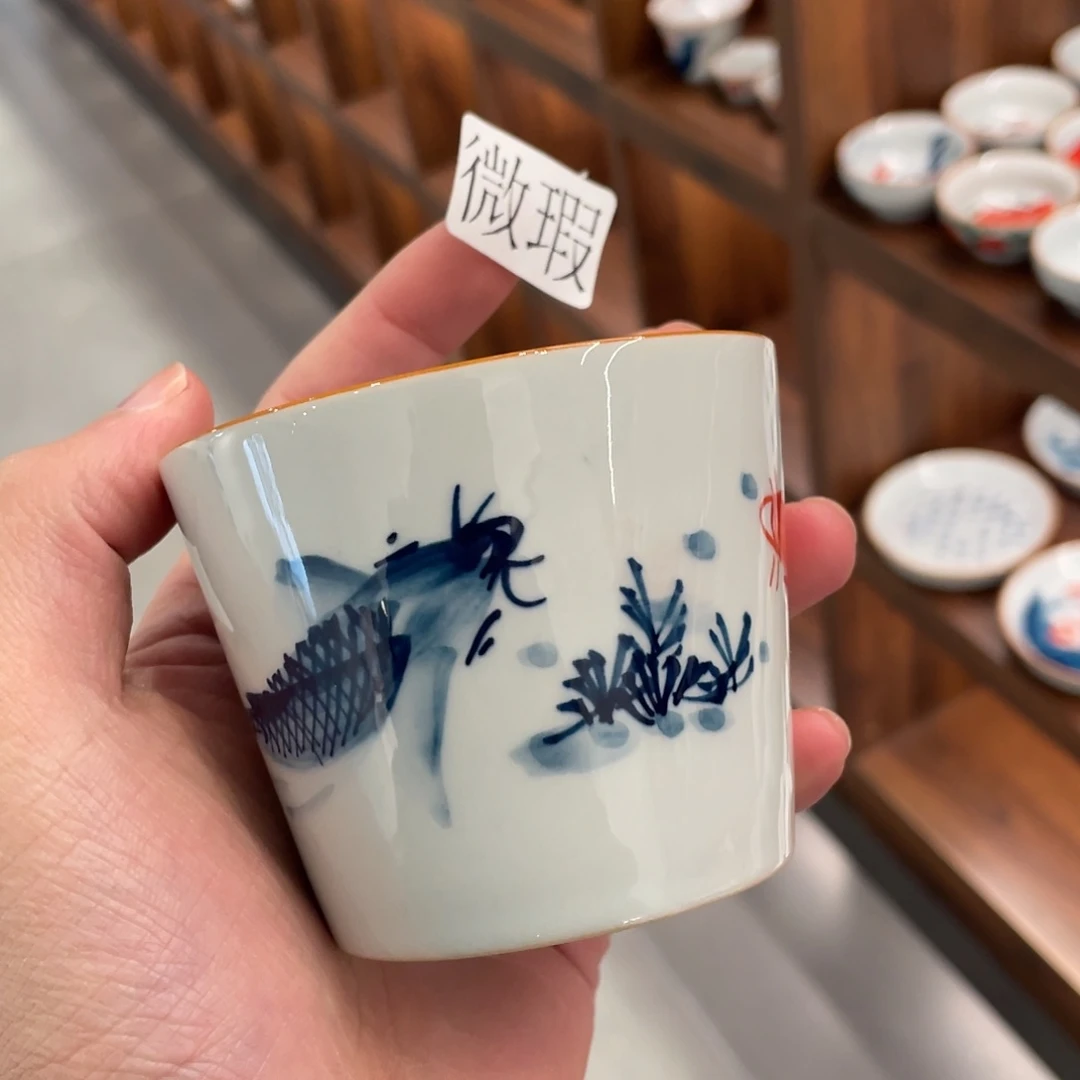 釉下手绘茶具微瑕
