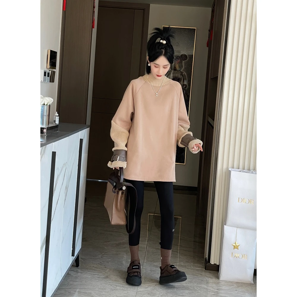 年终大促 拼接毛衣袖加绒卫衣J88811522