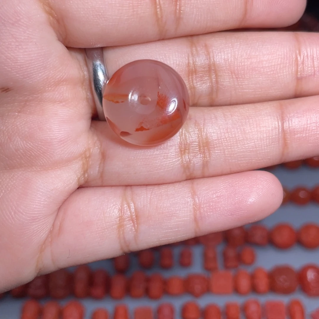 未镶嵌冰飘花平安扣17.5mm南红玛瑙
