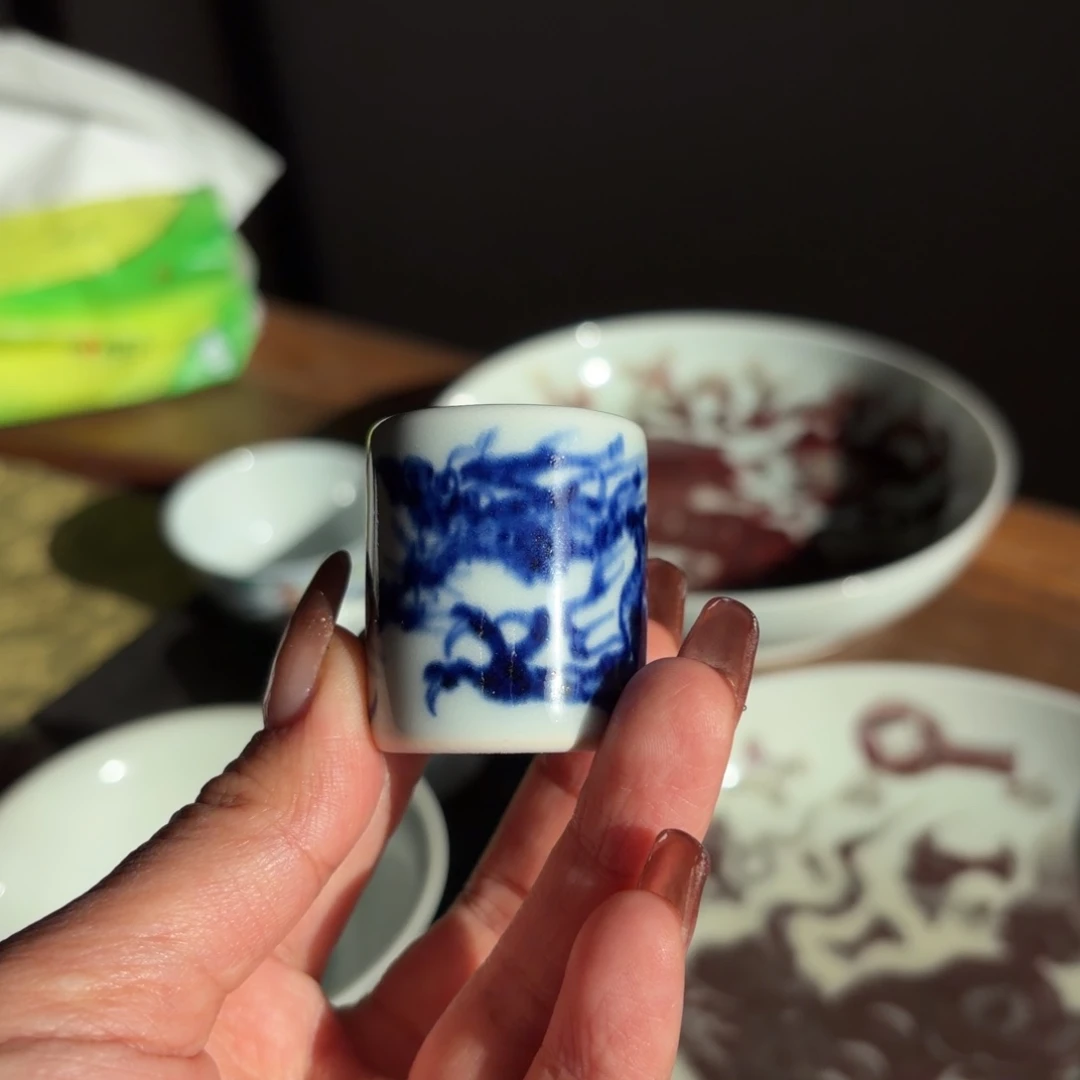 土燃柴窑青花盖置