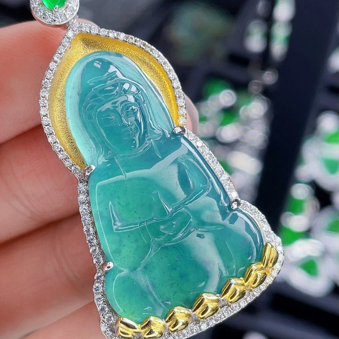 翡翠吊坠(不含链)银S925镶嵌