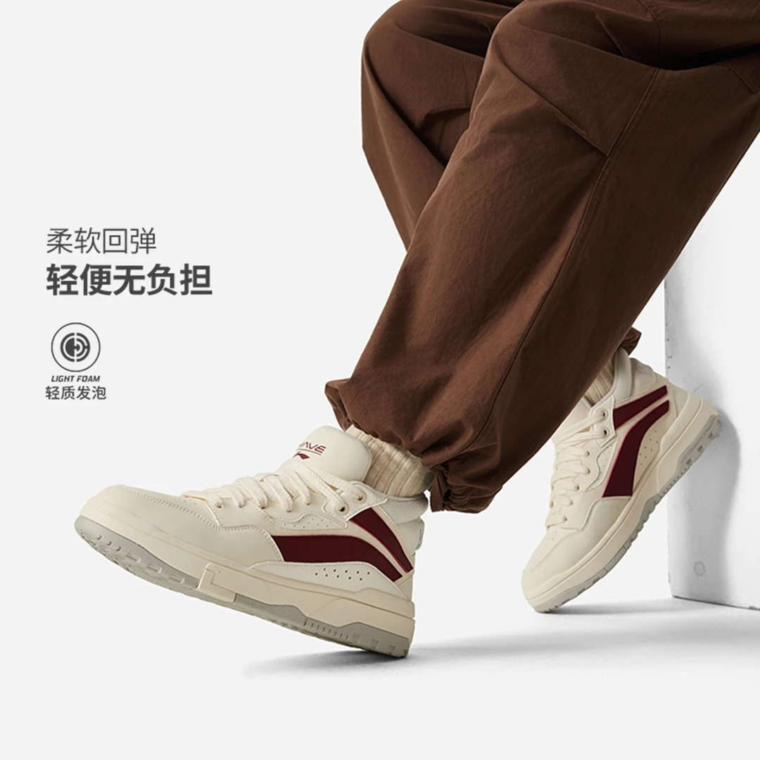 李宁25新品惟吾MIDFLEECE男女加绒保暖中帮休闲鞋AGCU159/AGCU160