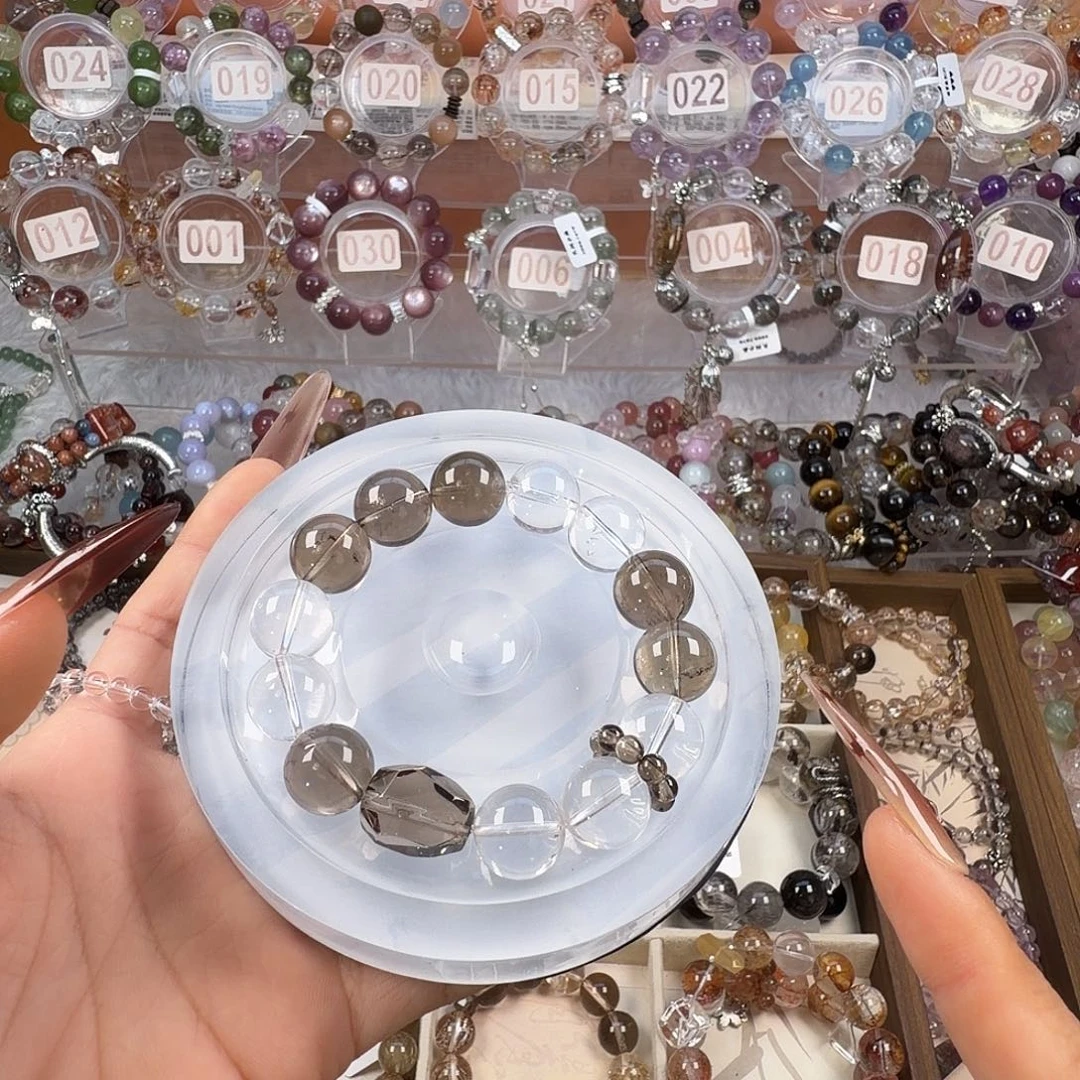 沫***児手链银S925镶嵌烟晶