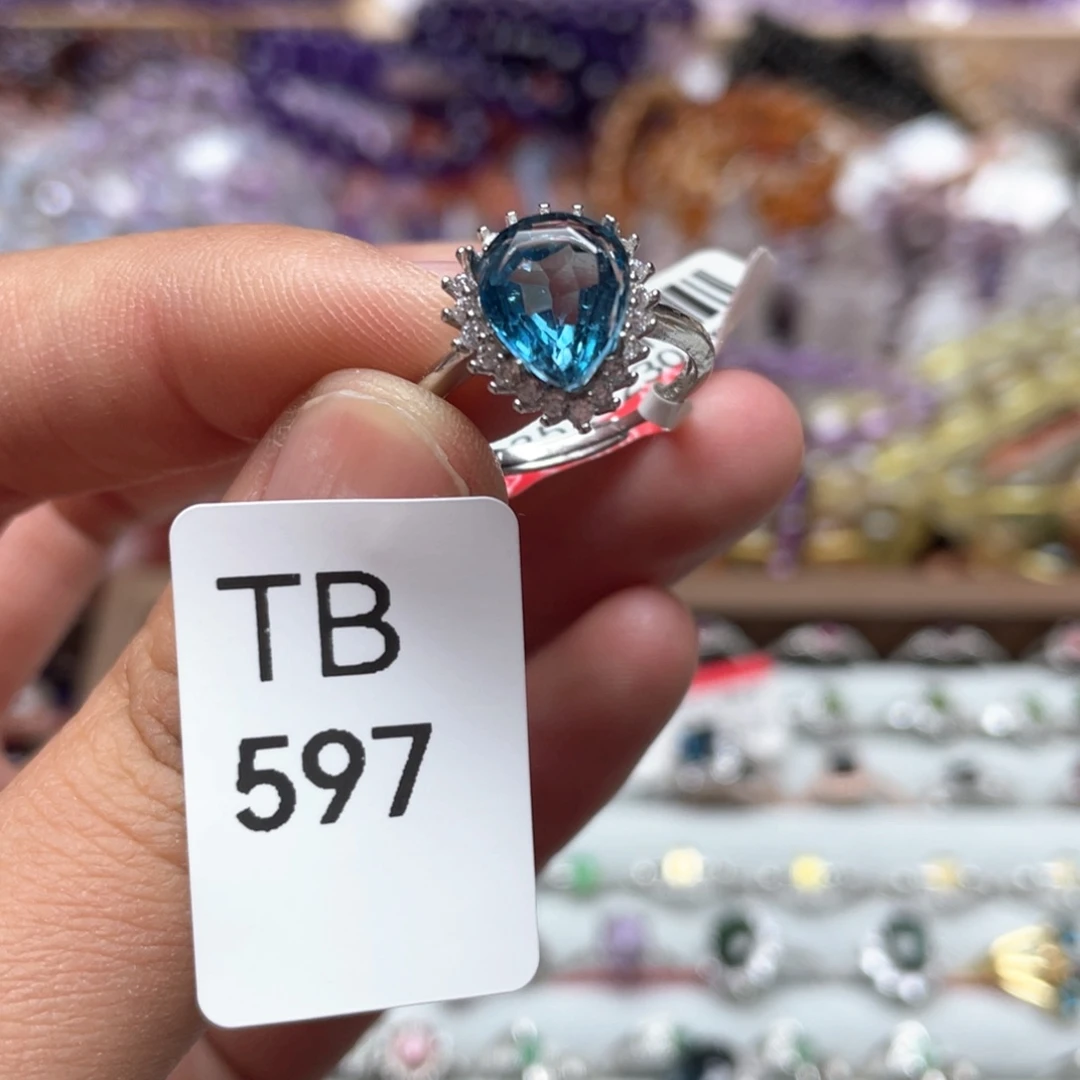 托帕石戒指银S925镶嵌