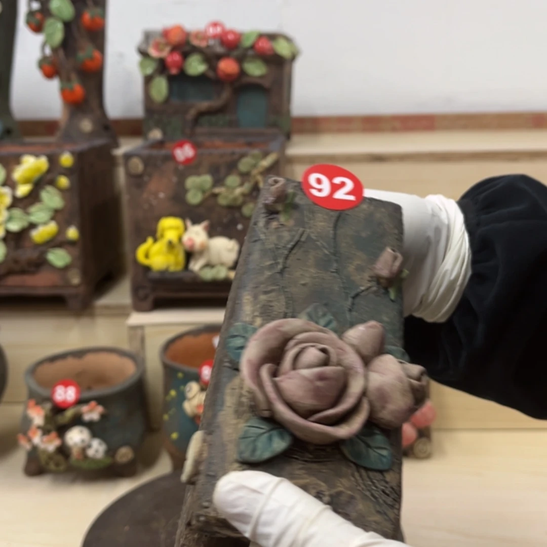 【闪购商品】紫砂花盆92号内口5脚高15
