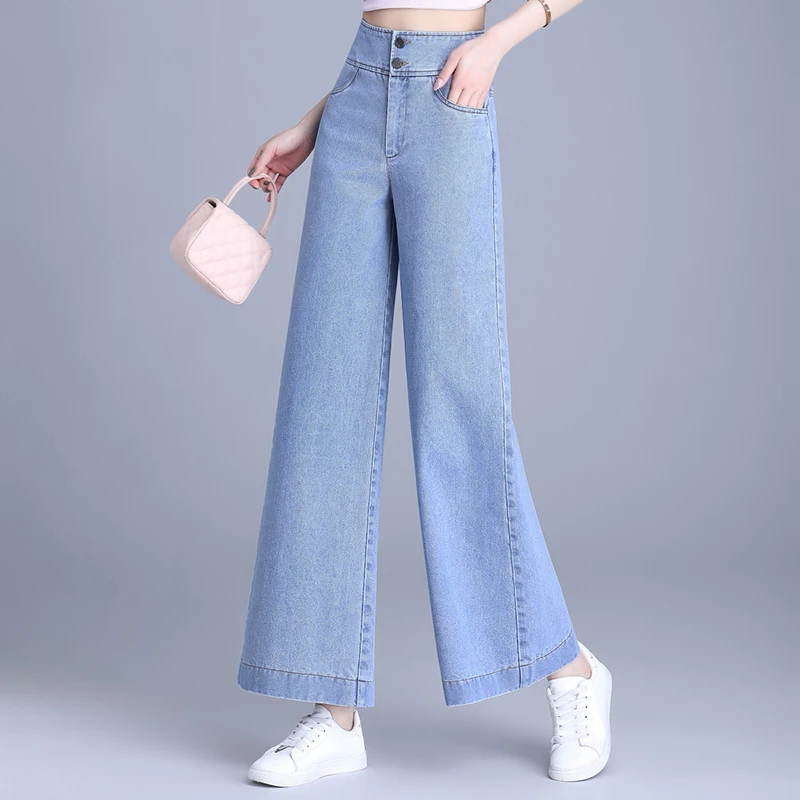 拉夏贝尔垂感直筒裤子女2025年夏季新款时髦高腰宽松阔腿牛仔裤