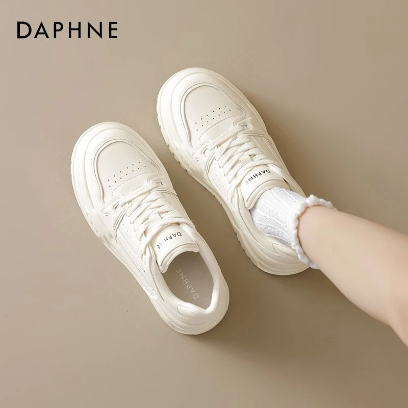 达芙妮厚底小白鞋女2025春季新款小个子增高板鞋百搭运动休闲鞋子