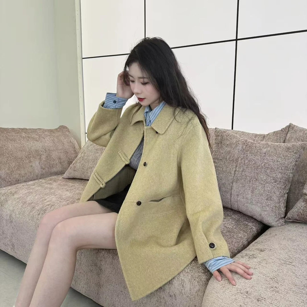 2025秋冬新款韩版洋气百搭小个子定制简约时尚款双面大衣-31415