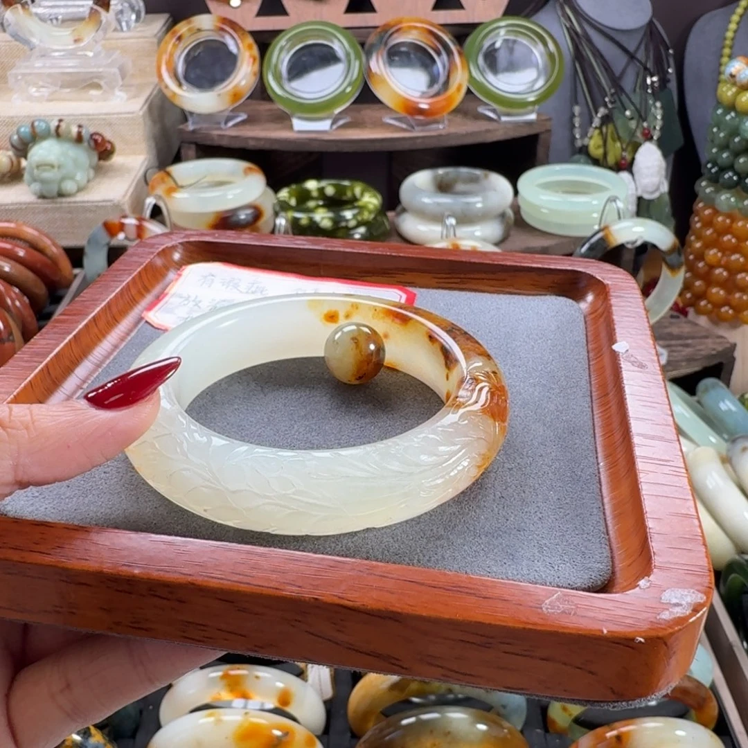 兰***-蛇纹石玉未镶嵌手镯