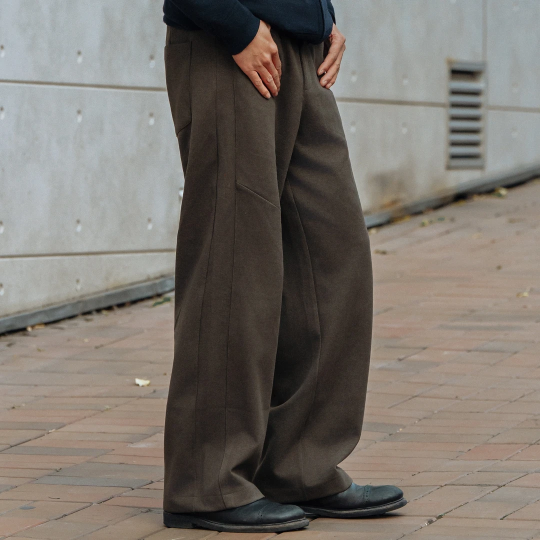 UTIMUS毛呢休闲裤拼接剪裁直筒加厚420克抗皱保暖防风秋冬防鼓包