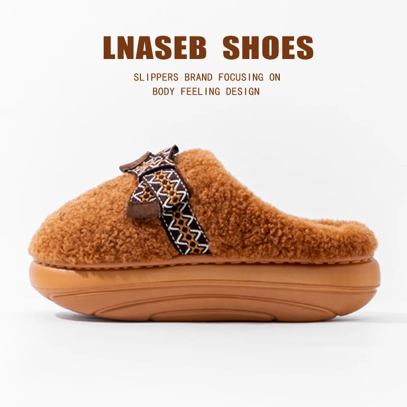 网红蝴蝶结加绒加厚底棉拖鞋女款秋冬季居家防滑毛绒保暖外穿洋气