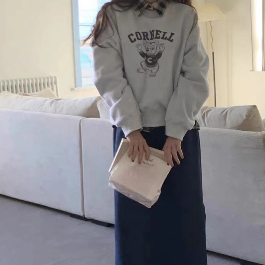 韩国东大门新款圆领字母卡通时尚图案气质休闲长袖卫衣55