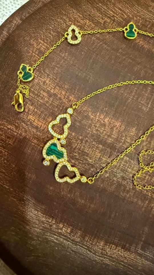 铜合金大理石项链 Dlzea绿色葫芦项链118