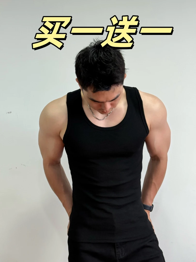 买一送一夏季美式嘻哈重磅西海岸肌肉健身运动打底紧身无袖t恤男