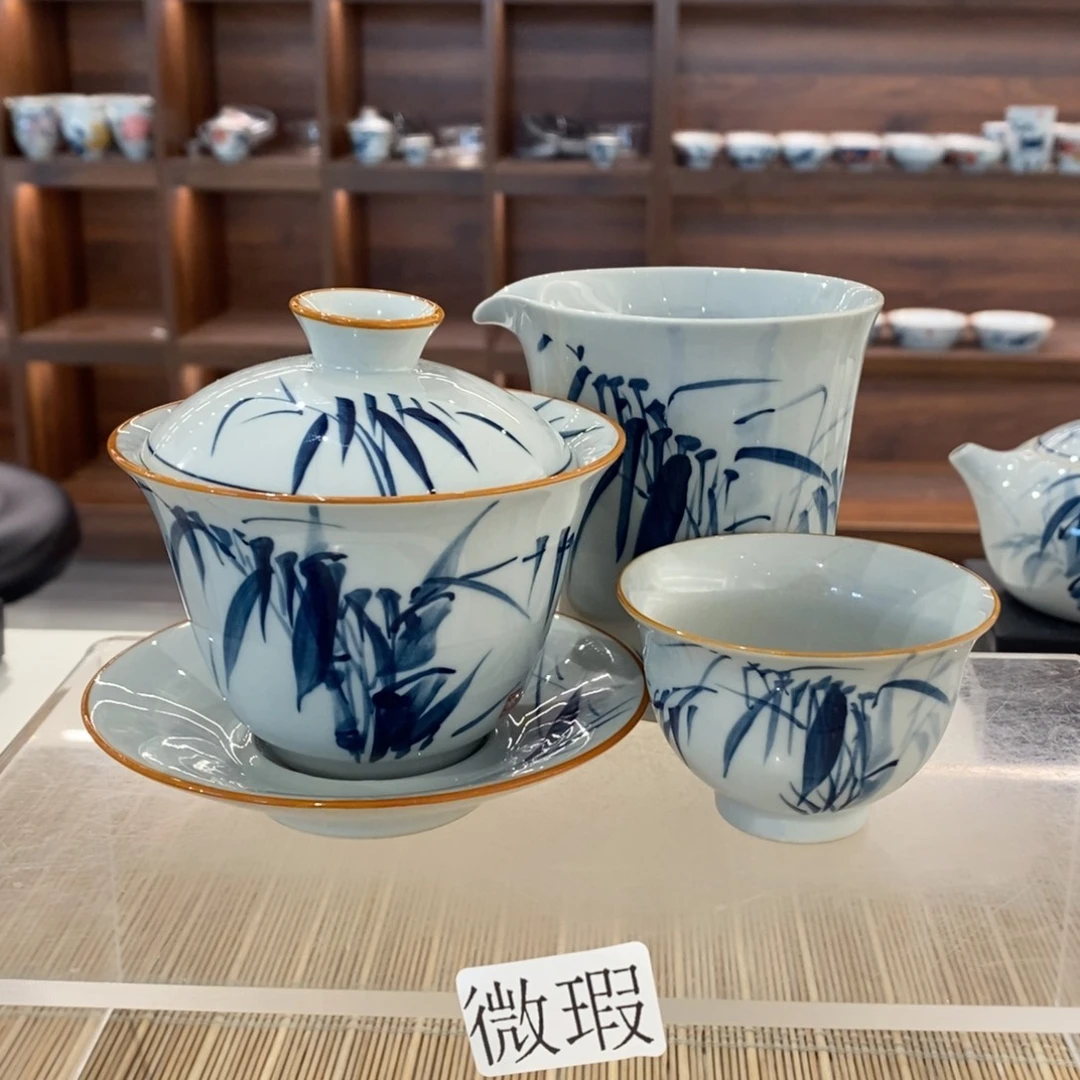 釉下彩老陶泥手工绘制