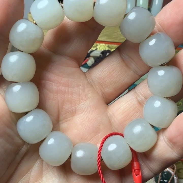 和田玉18K金镶嵌手串