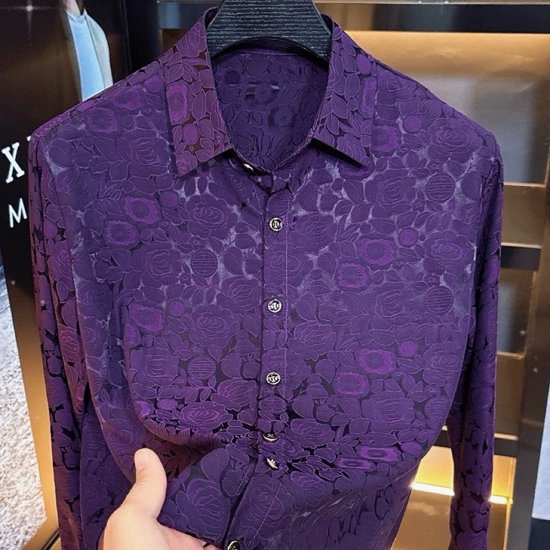 2508新款男士秋季新款长袖衬衫高级感男士潮牌休闲时尚百搭