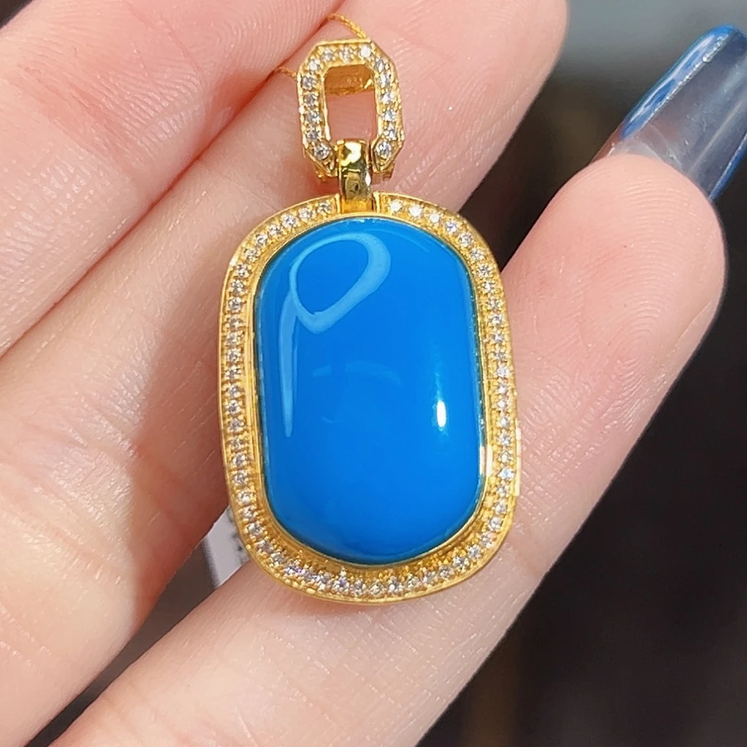 绿松石18K金镶嵌珠宝奇石