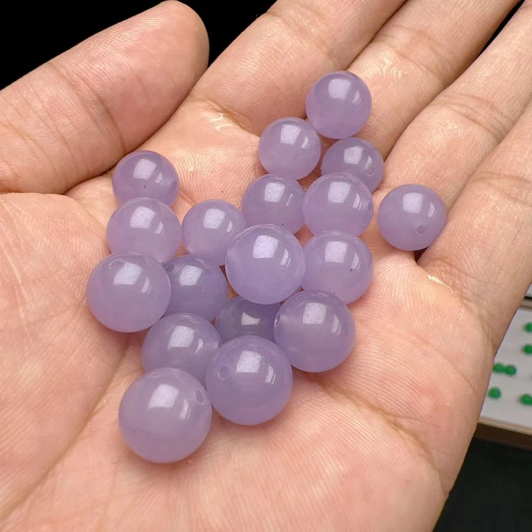 天然缅甸A货翡翠妖紫圆珠卡10mm 多样性发一