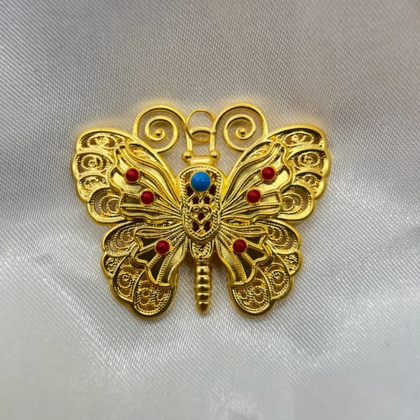 足金饰品/珐琅蝴蝶吊坠/1.84/1B5A1152/h