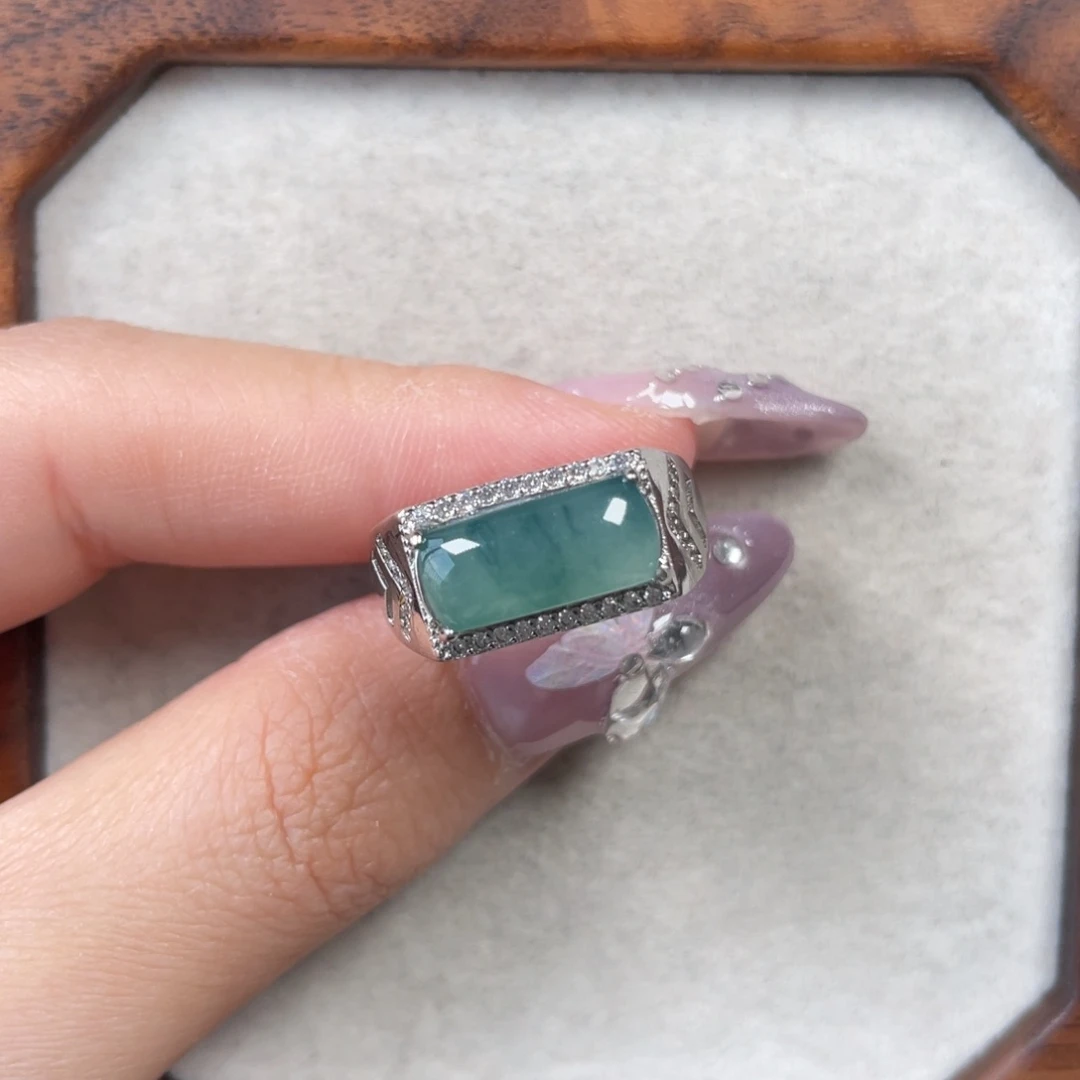 翡翠戒指银S925镶嵌258898