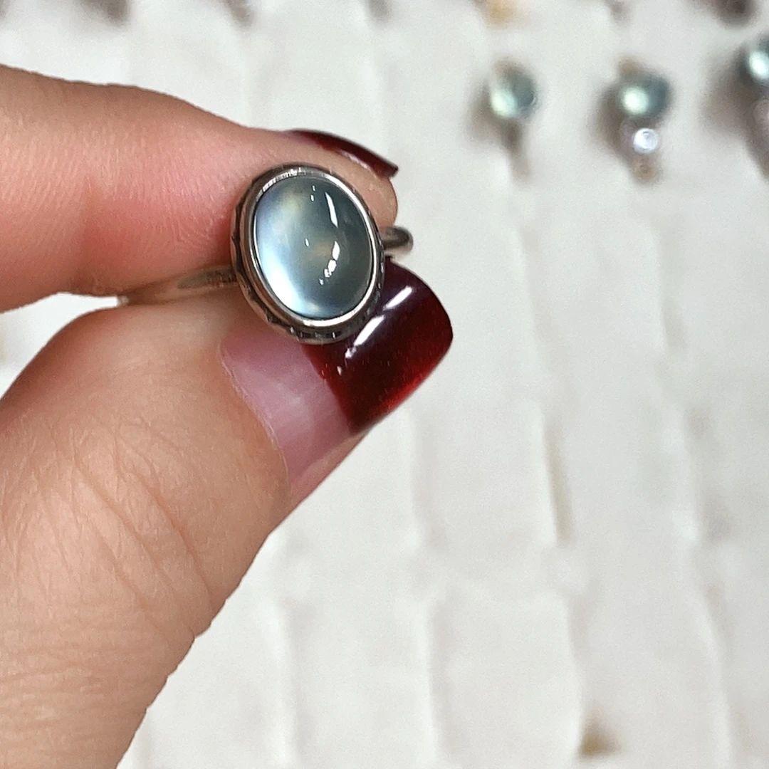 蛇纹石玉银S925镶嵌戒指