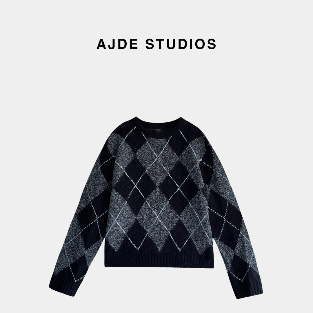 AJDE｜暖冬英伦菱格毛衣秋冬穿搭04