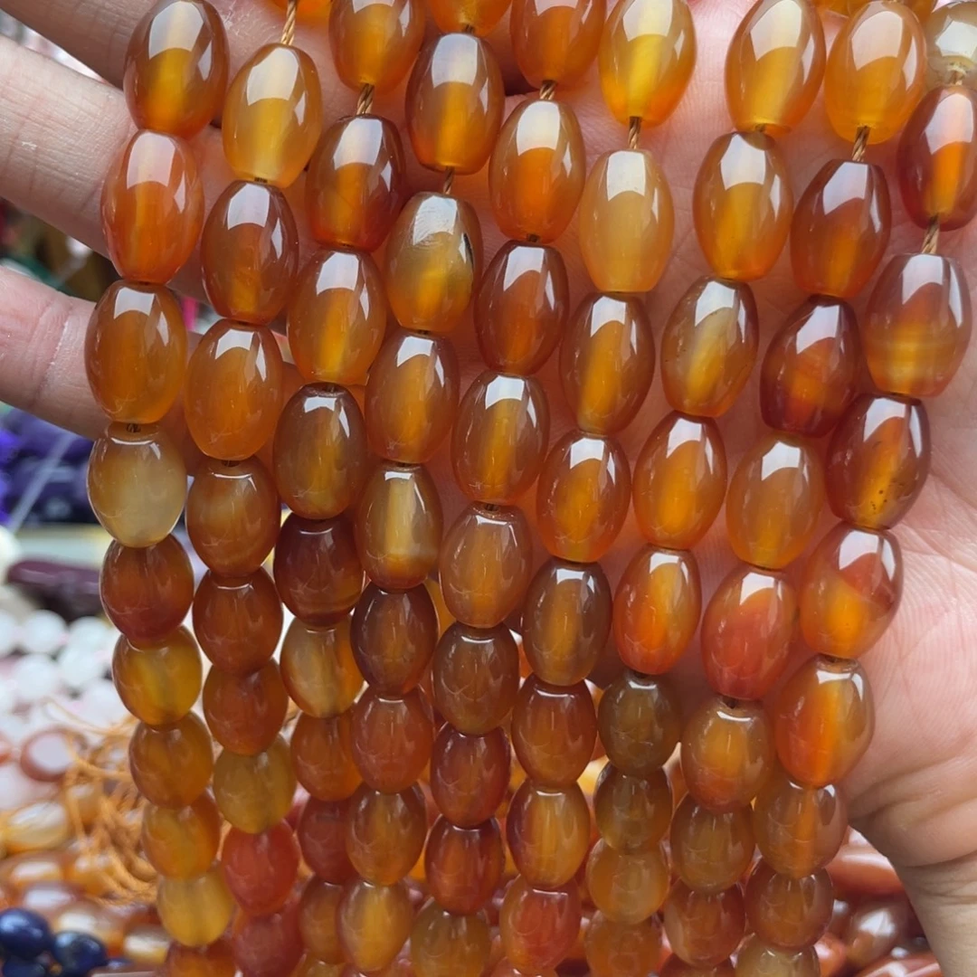 玛瑙/玉髓未镶嵌珠宝半成品锦鲤玛瑙枣珠1条卡10*14