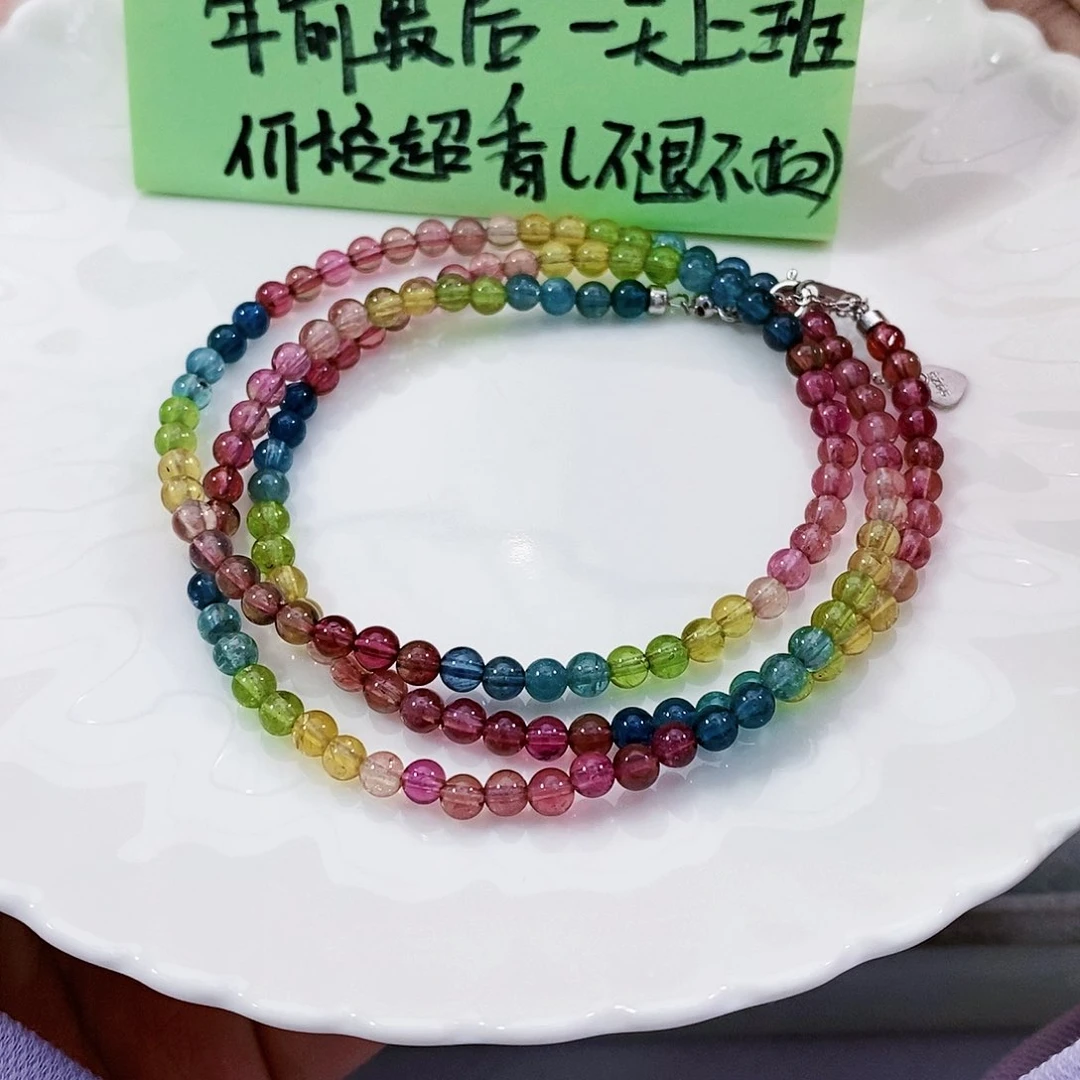 碧玺特价不退换项链银S925镶嵌绿**山