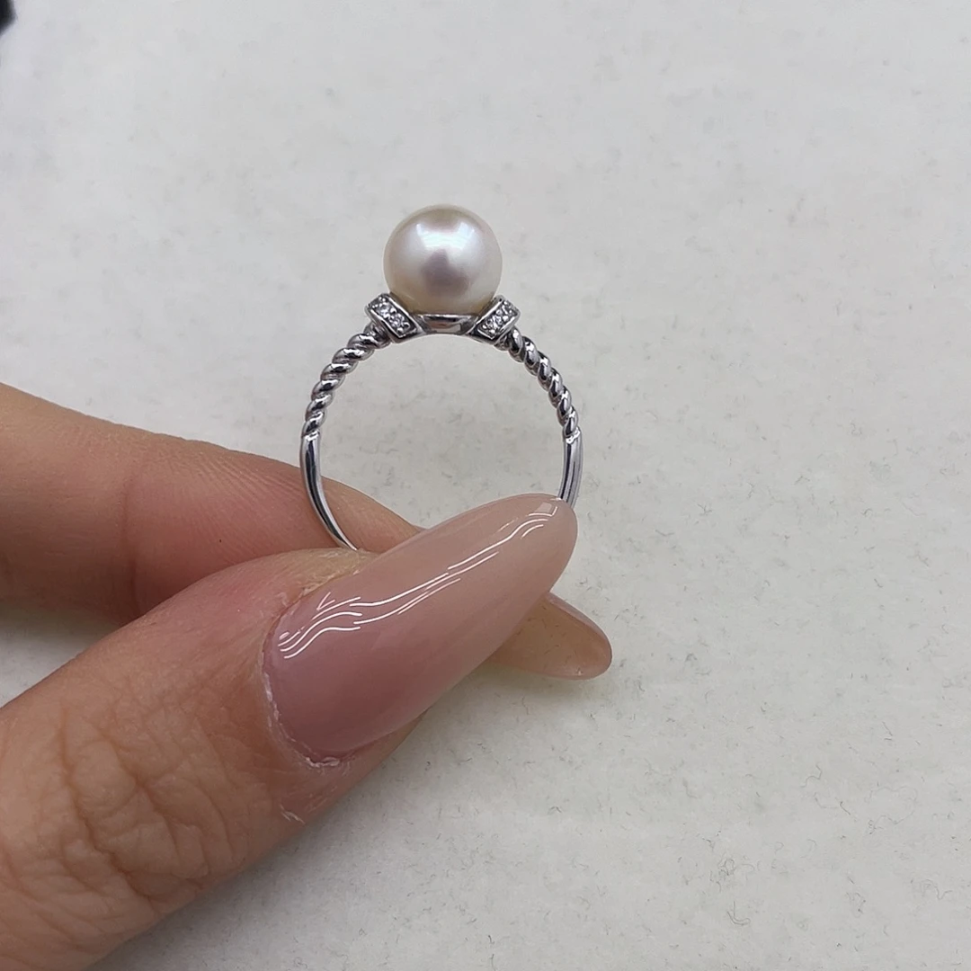 戒圈银S925镶嵌拼合珍珠（马贝珠）