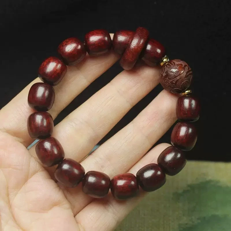 天然小叶紫檀手串 老形珠手串手链跑环款 男女佛珠念珠文玩D108