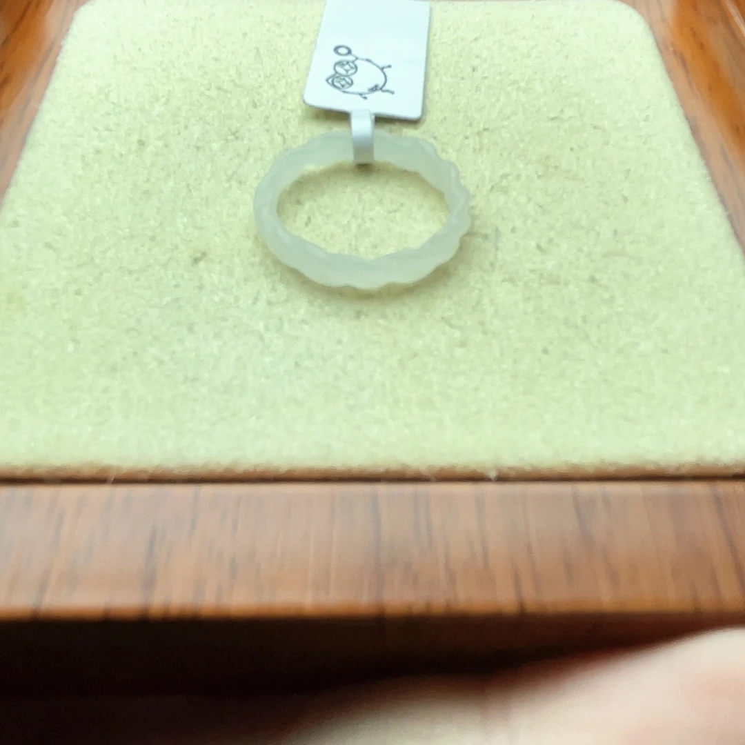 和田玉戒指未镶嵌嘎**?白麻花11-12号