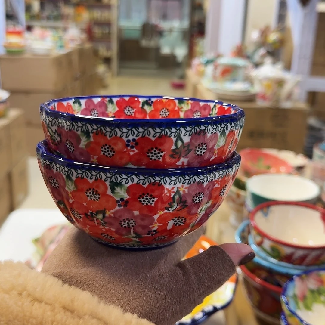瓷5英寸红花饭碗2只