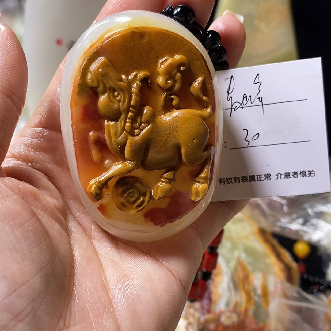 石材青*古青石手把件