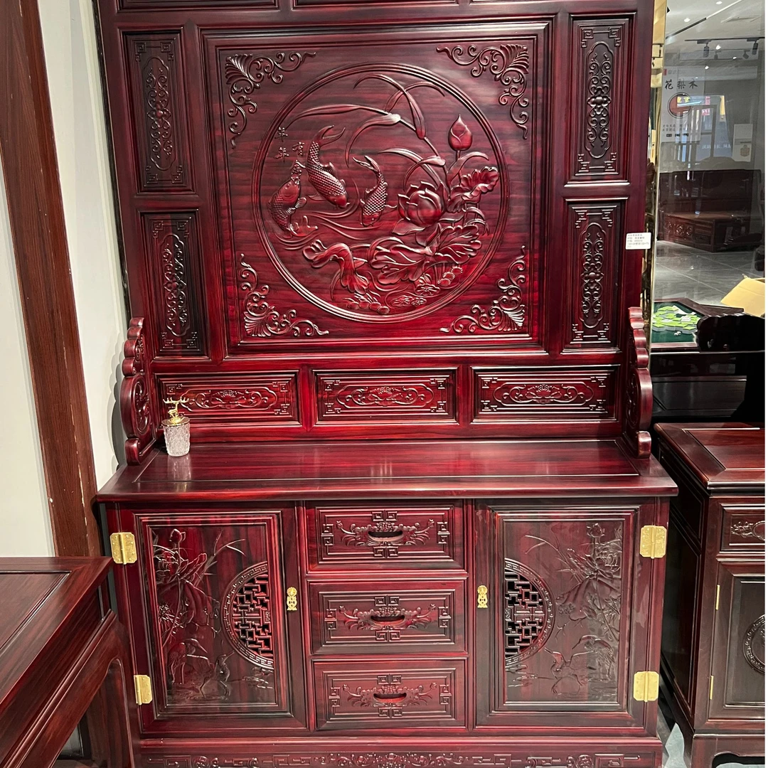 南美酸枝福临门隔厅柜门厅柜玄关柜隔断客厅书房置物柜中式古典