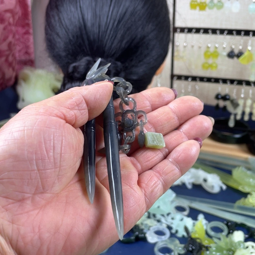 蛇纹石玉发饰未镶嵌焱**熹