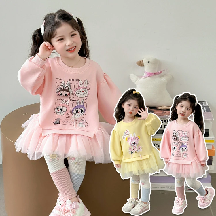 儿童套装2025新款春秋套头长袖韩版洋气套装学院风时尚女宝两件套